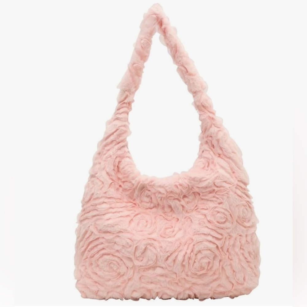 Chic Pink Textured Shoulder Bag